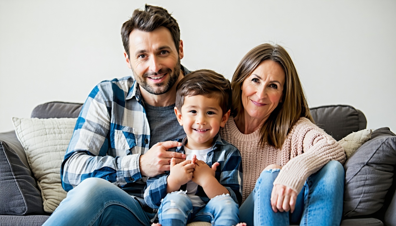 Family on a couch with peace of mind-1