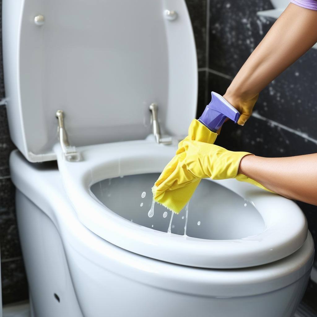 cleaning toilet